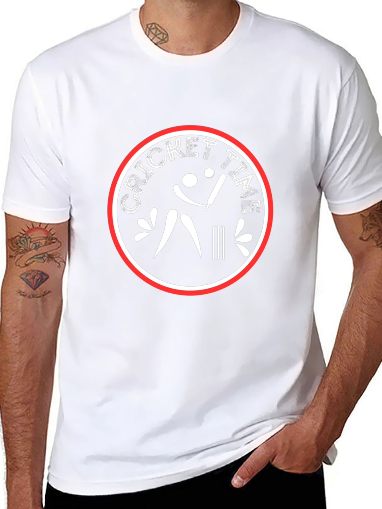Camiseta Negra Cricket Time Algodón Casual Hombre