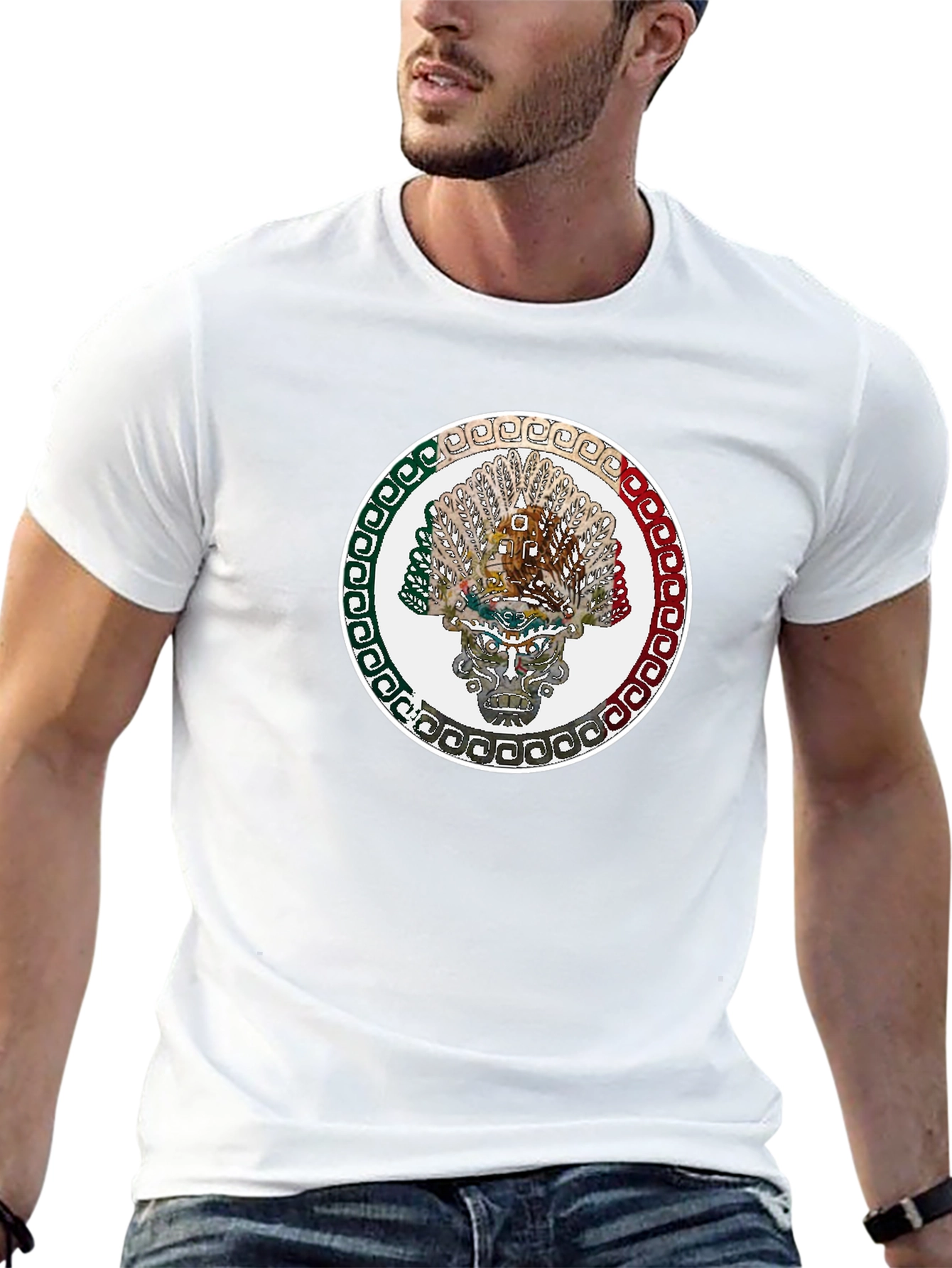 Camiseta Negra con Diseño Azteca Circular