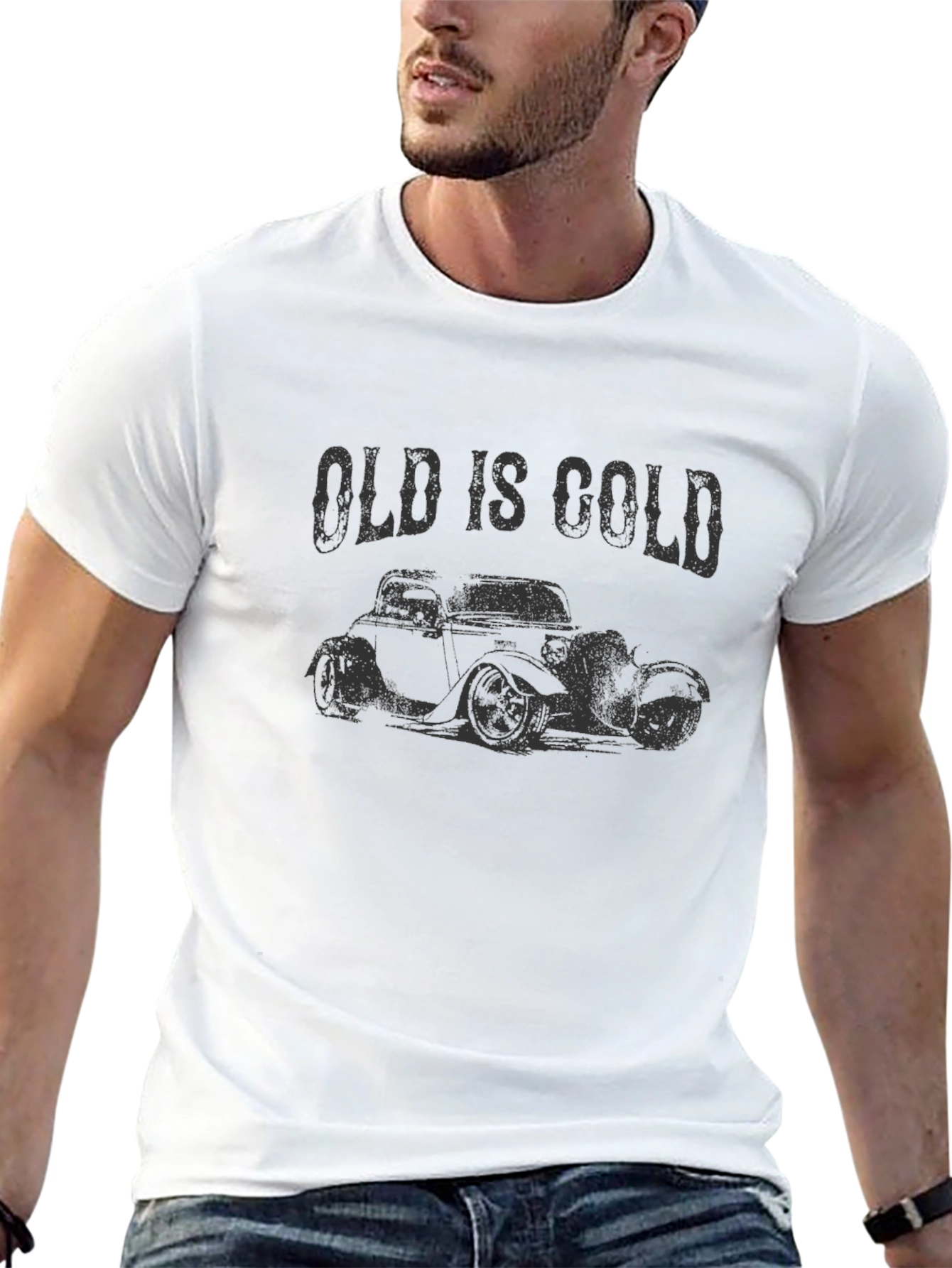 Camiseta Negra Old is Gold Coche Clásico