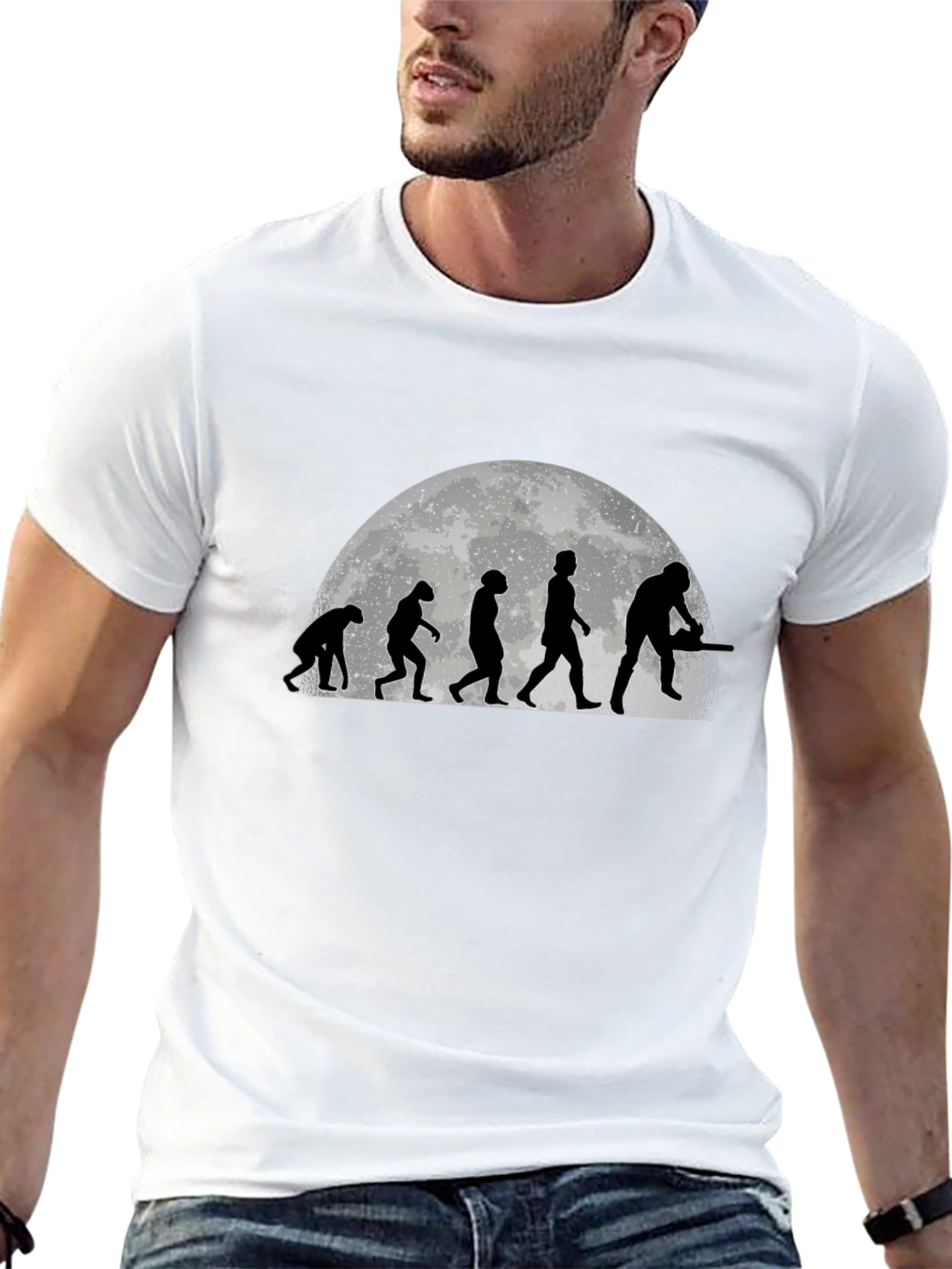 Camiseta Negra Evolución Motosierra Hombre