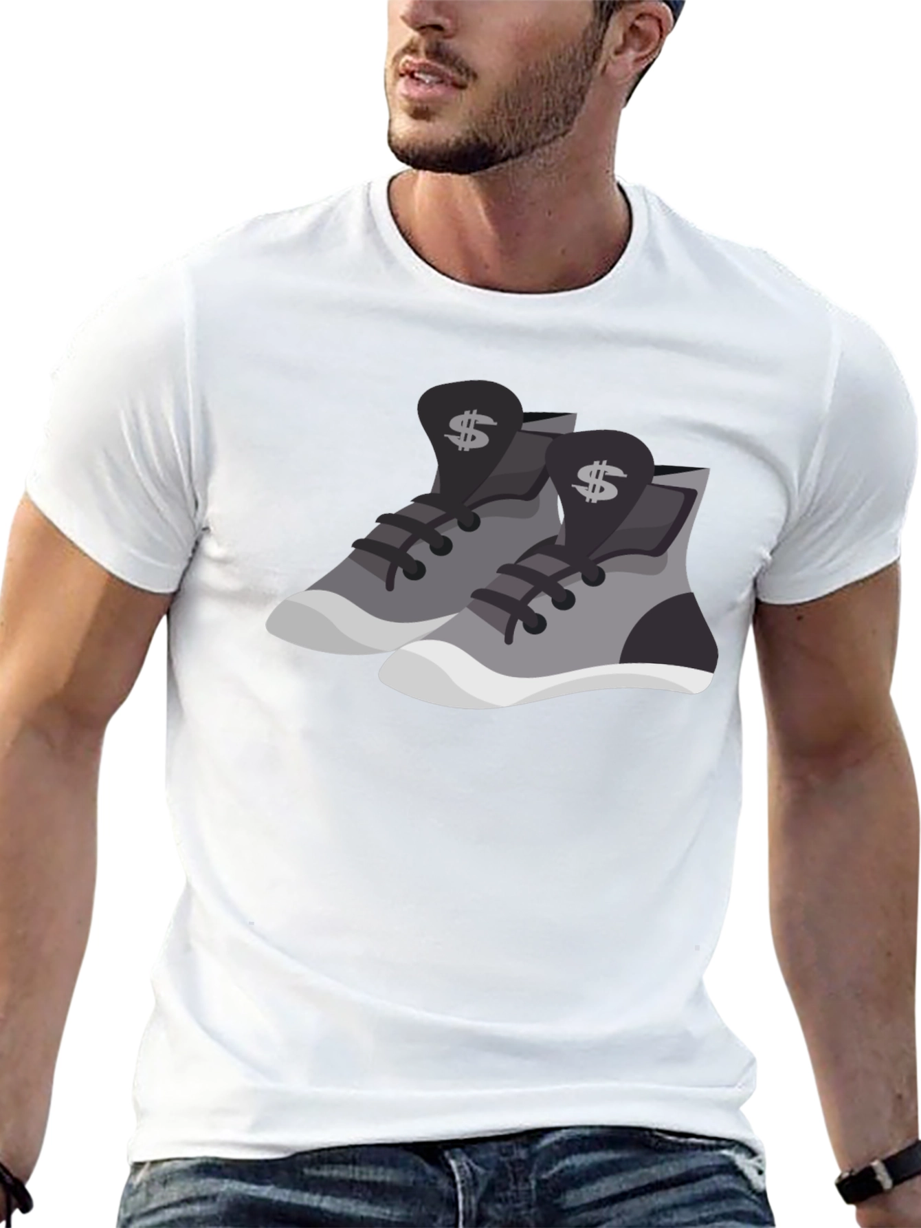 Camiseta Negra con Diseño de Zapatillas Money