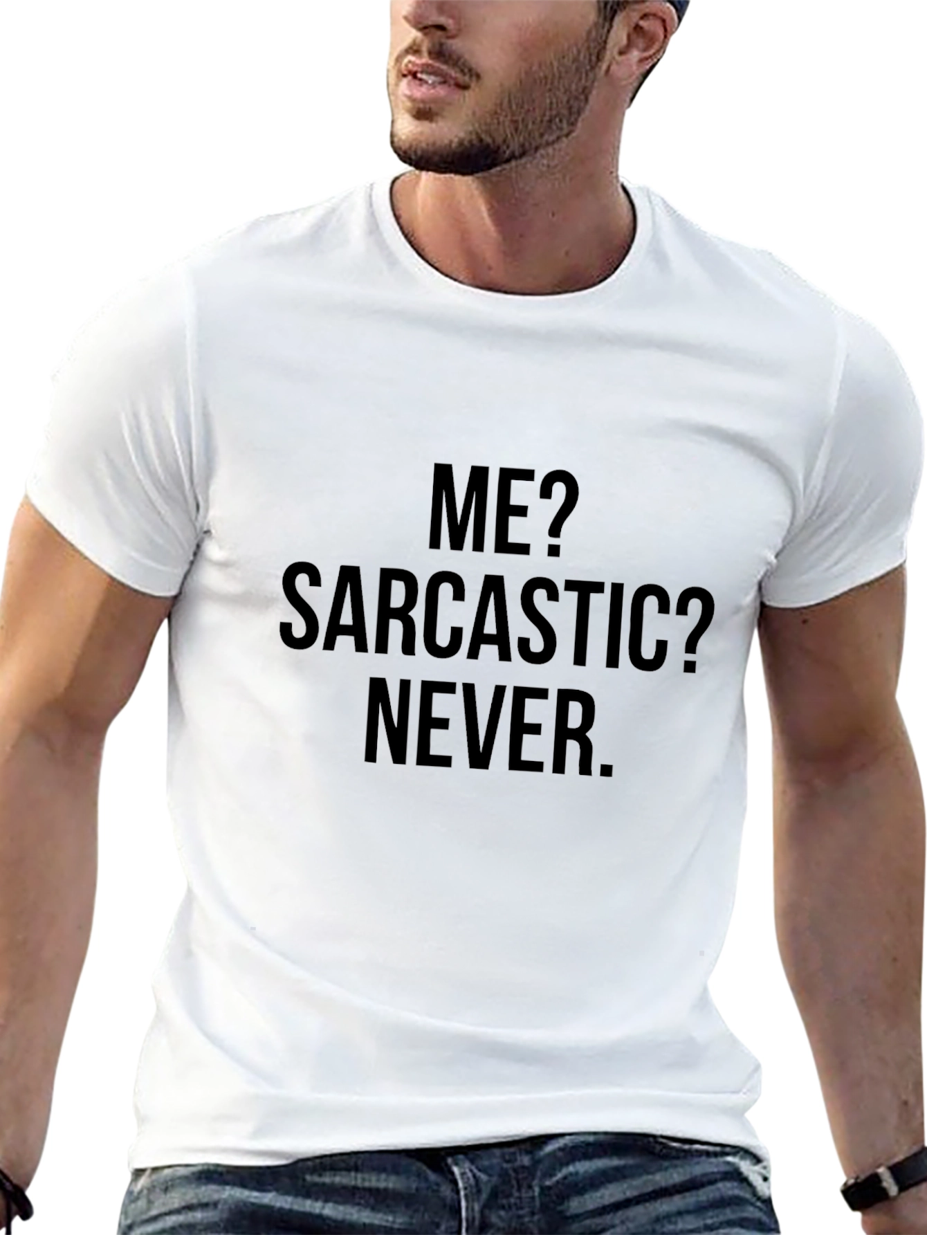 Camiseta Negra Hombre: ¿Yo? ¿Sarcástico? ¡Jamás!