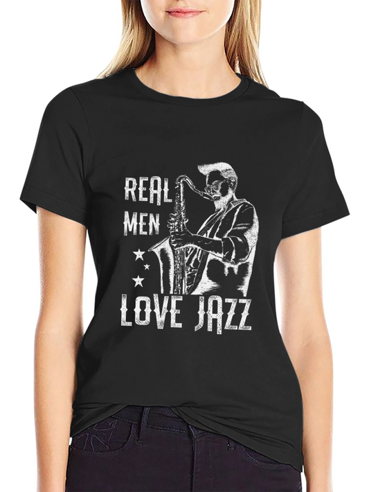 Camiseta Negra Hombre Real Men Love Jazz