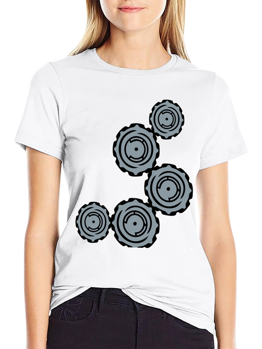 Camiseta Negra con Diseño de Engranajes