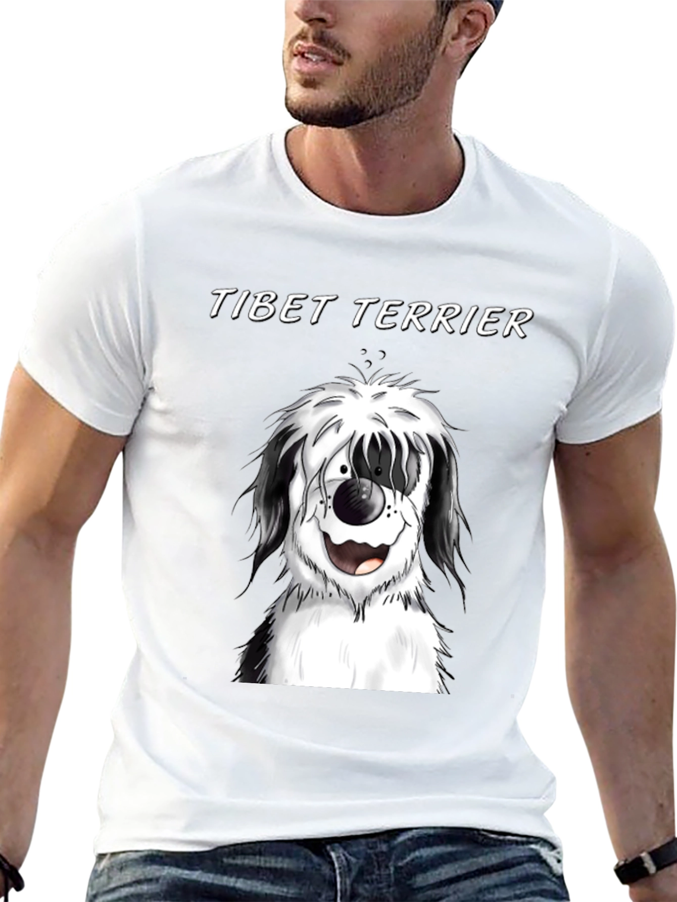 Camiseta Negra con Diseño de Tibet Terrier