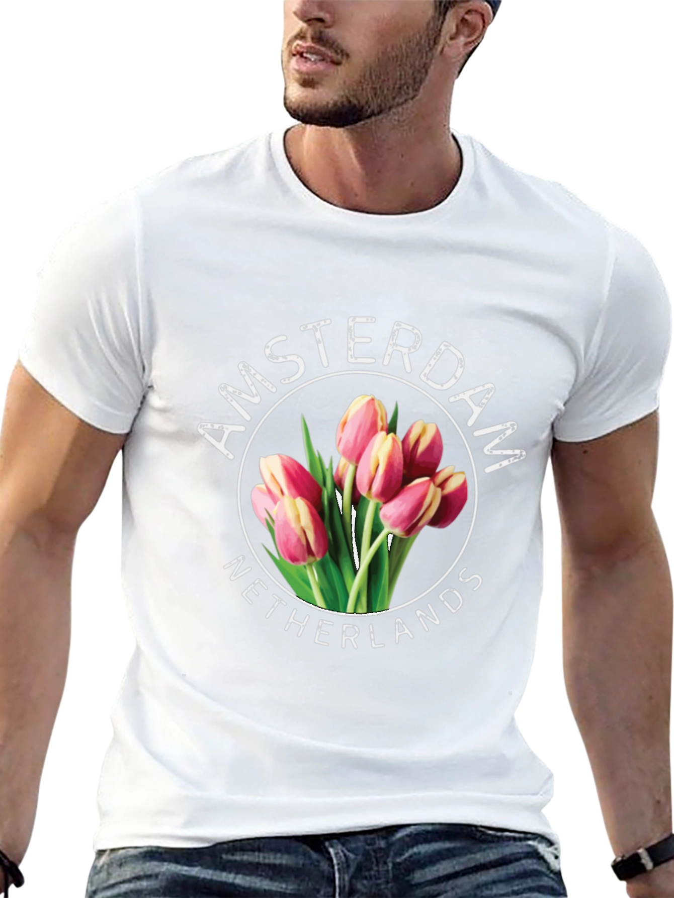 Camiseta Ámsterdam Países Bajos Tulipanes - Diseño Floral