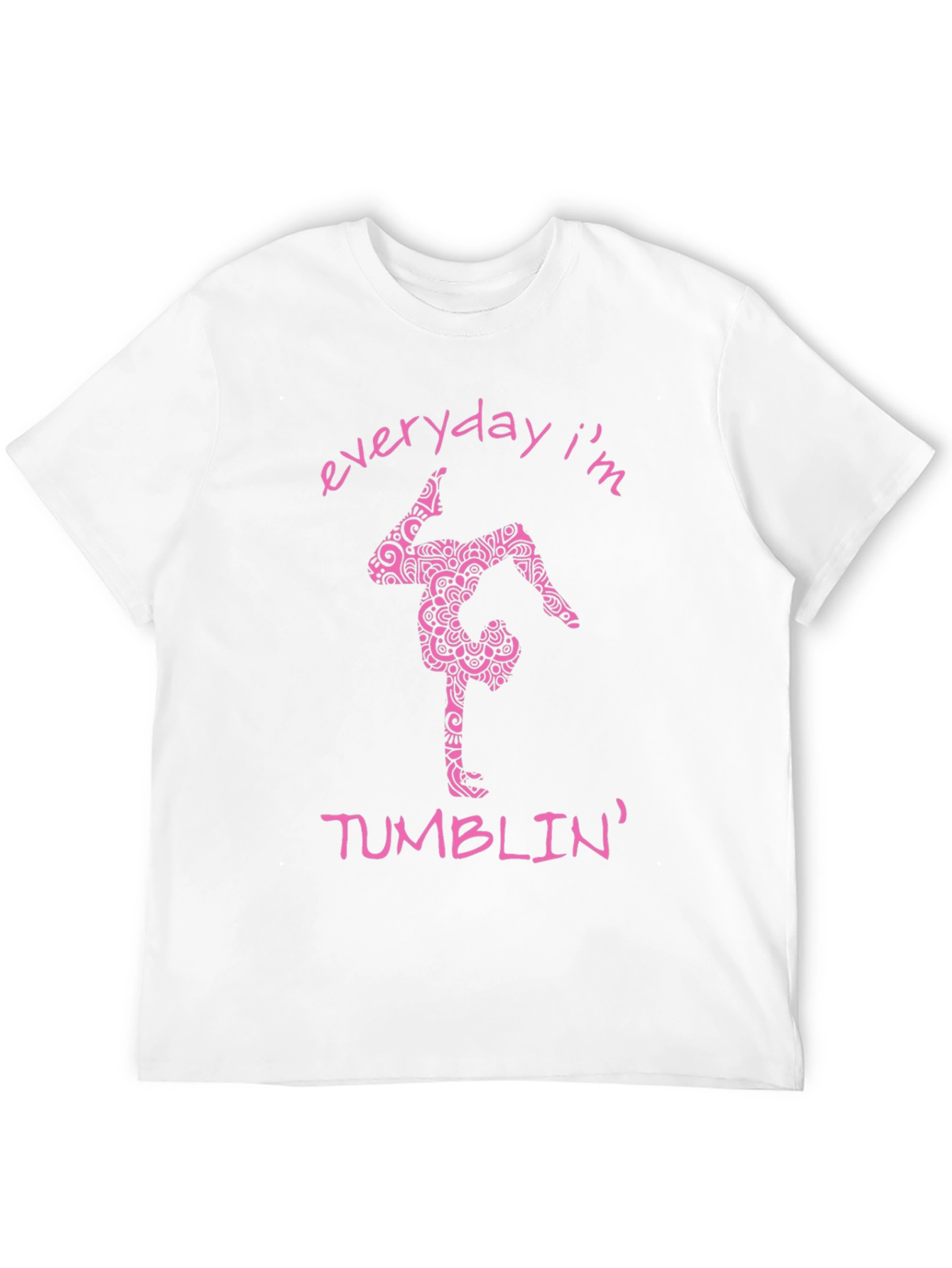 Camiseta Negra con Diseño de Gimnasta Rosada