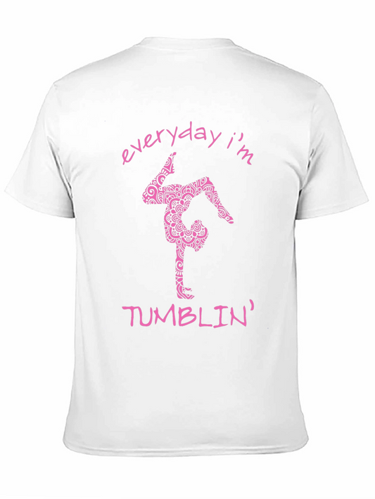 Camiseta Negra con Diseño de Gimnasta Rosada