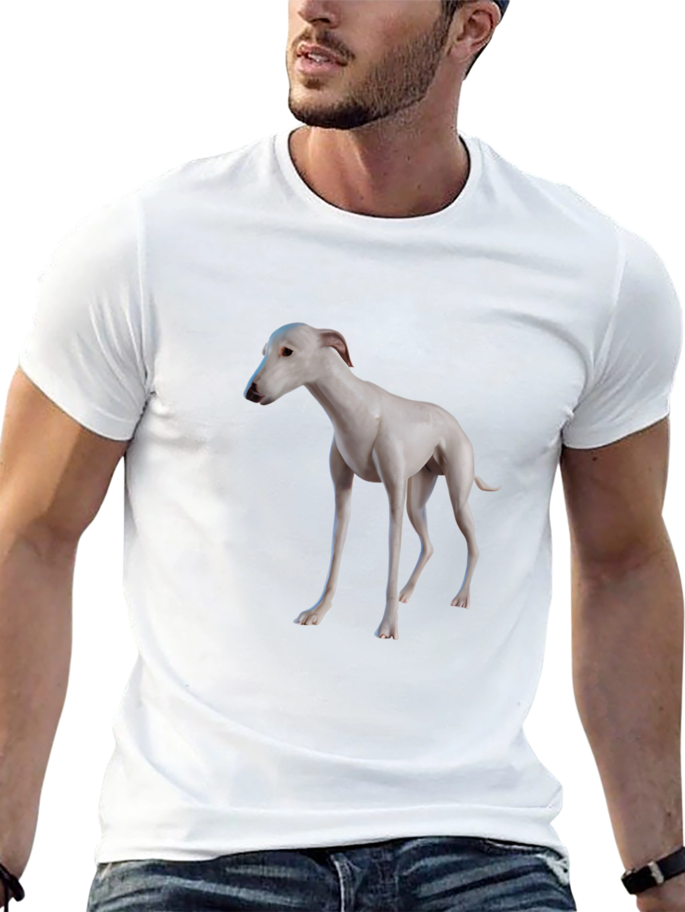 Camiseta Negra con Diseño de Galgo Blanco