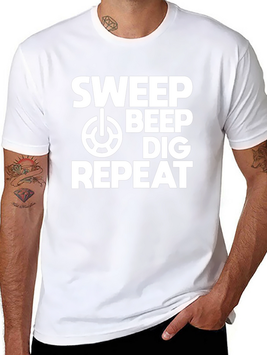 Camiseta Negra Detector de Metales: Sweep Beep Dig Repeat