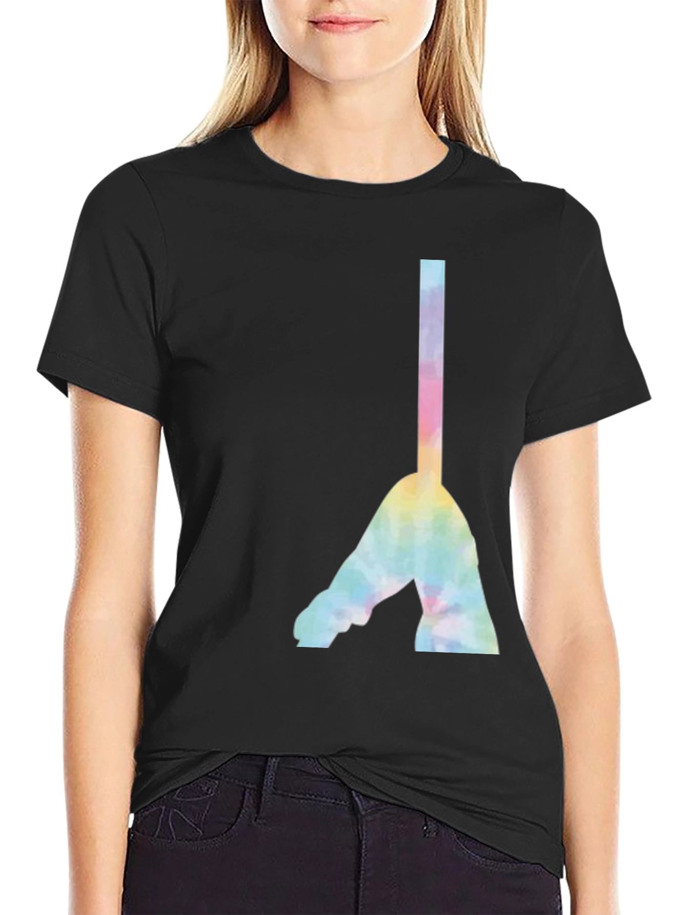 Camiseta Negra con Diseño Abstracto Tie-Dye