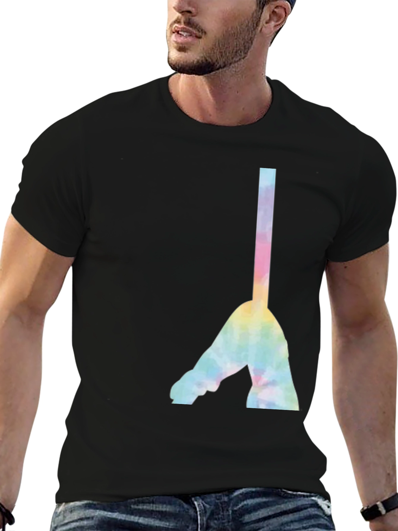 Camiseta Negra con Diseño Abstracto Tie-Dye