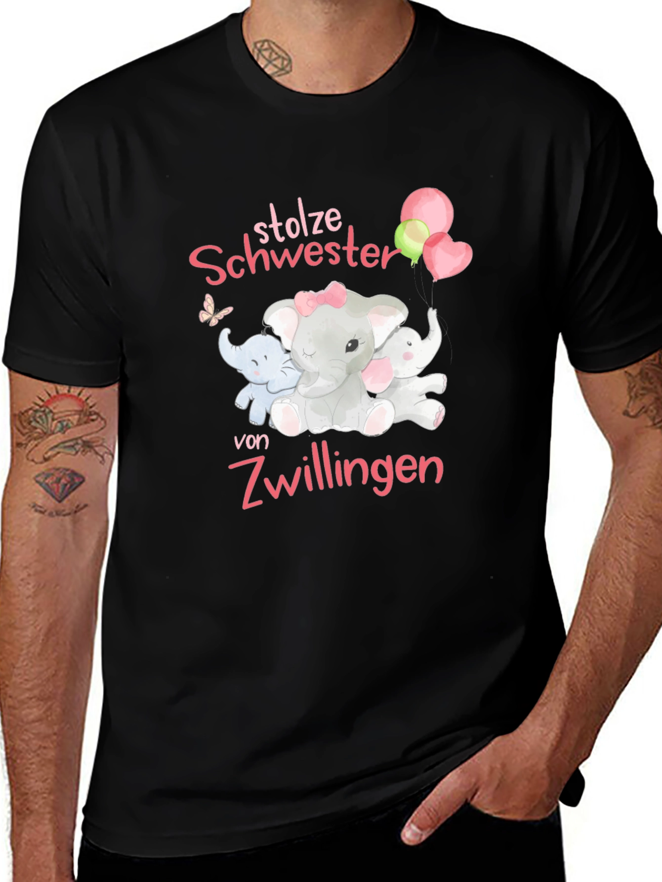 Camiseta Negra Orgullosa Hermana de Gemelos
