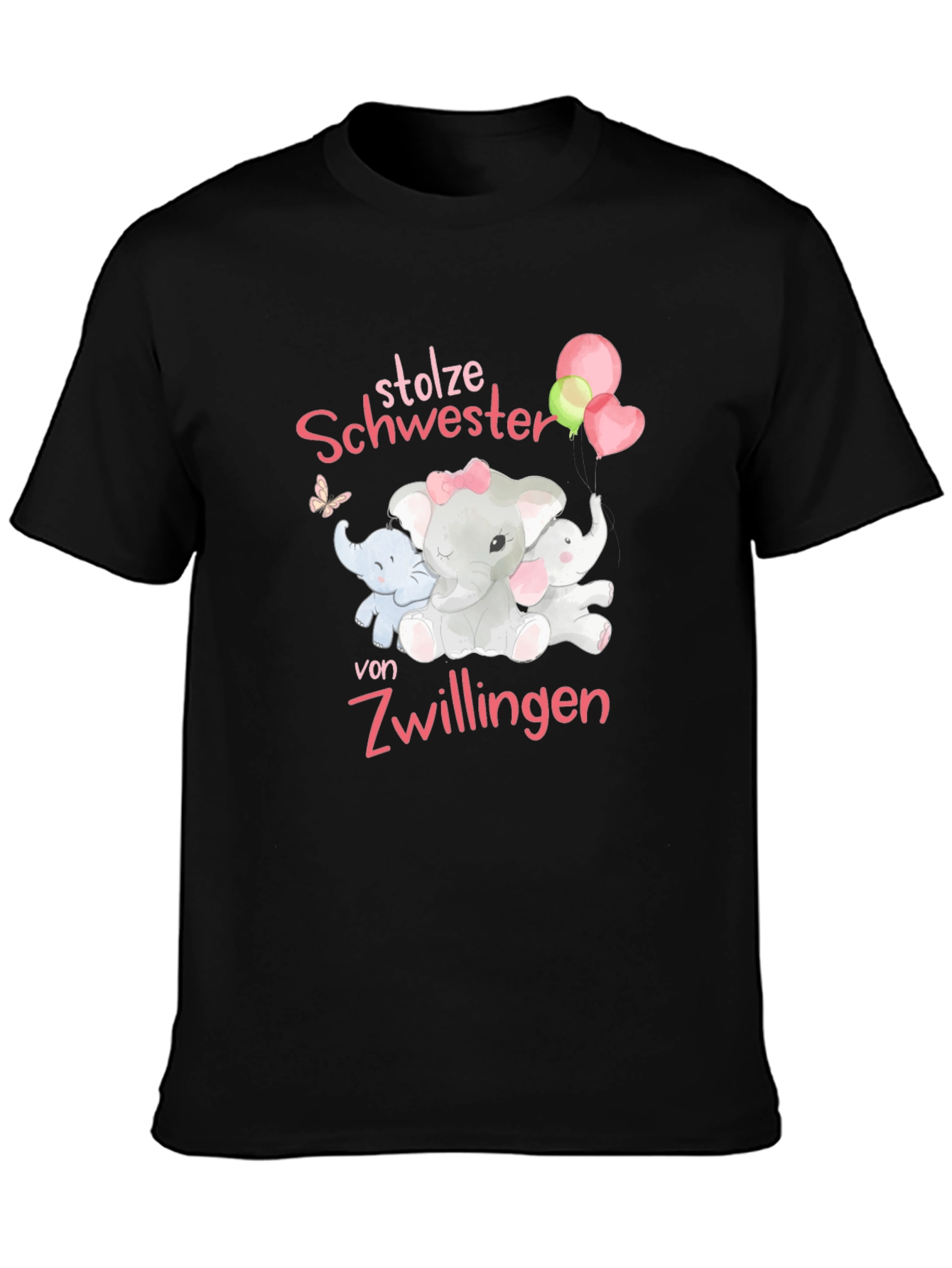 Camiseta Negra Orgullosa Hermana de Gemelos