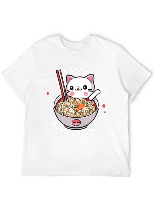 Camiseta Negra Unisex Kawaii Ramen Cat