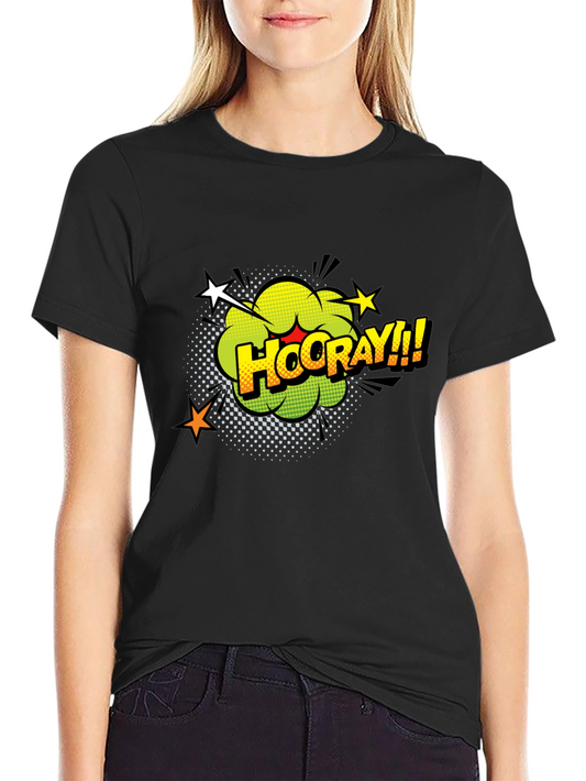 Camiseta Negra con Diseño Gráfico Hooray!!!