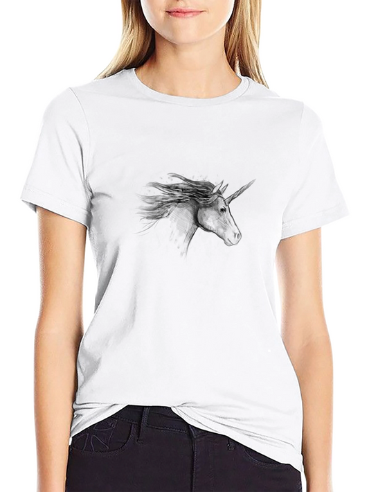 Camiseta Negra Unicornio Mística Hombre