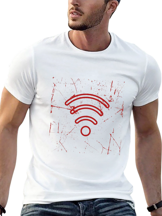 Camiseta Negra con Diseño de Wifi en Rojo