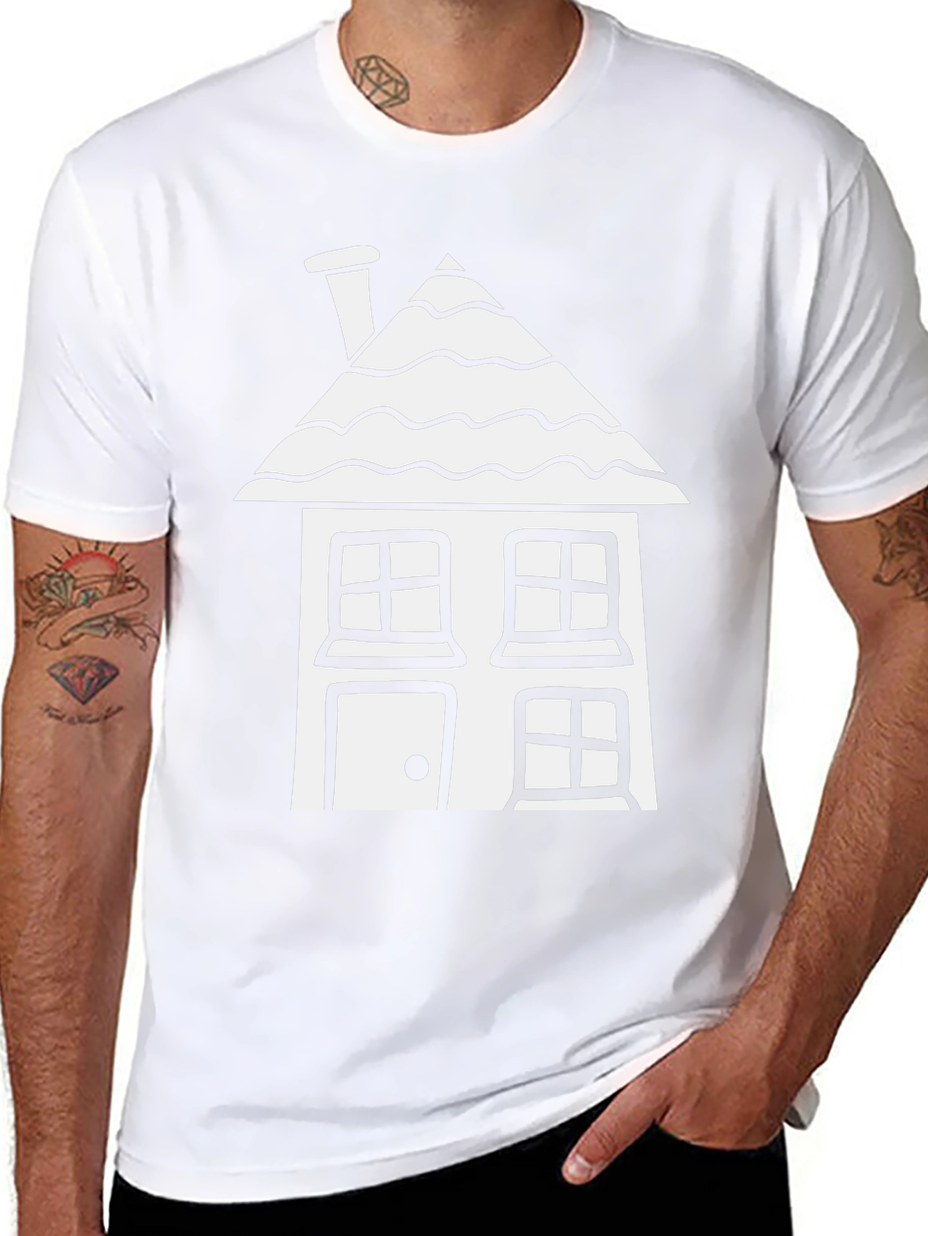 Camiseta Negra con Diseño de Casa Blanca