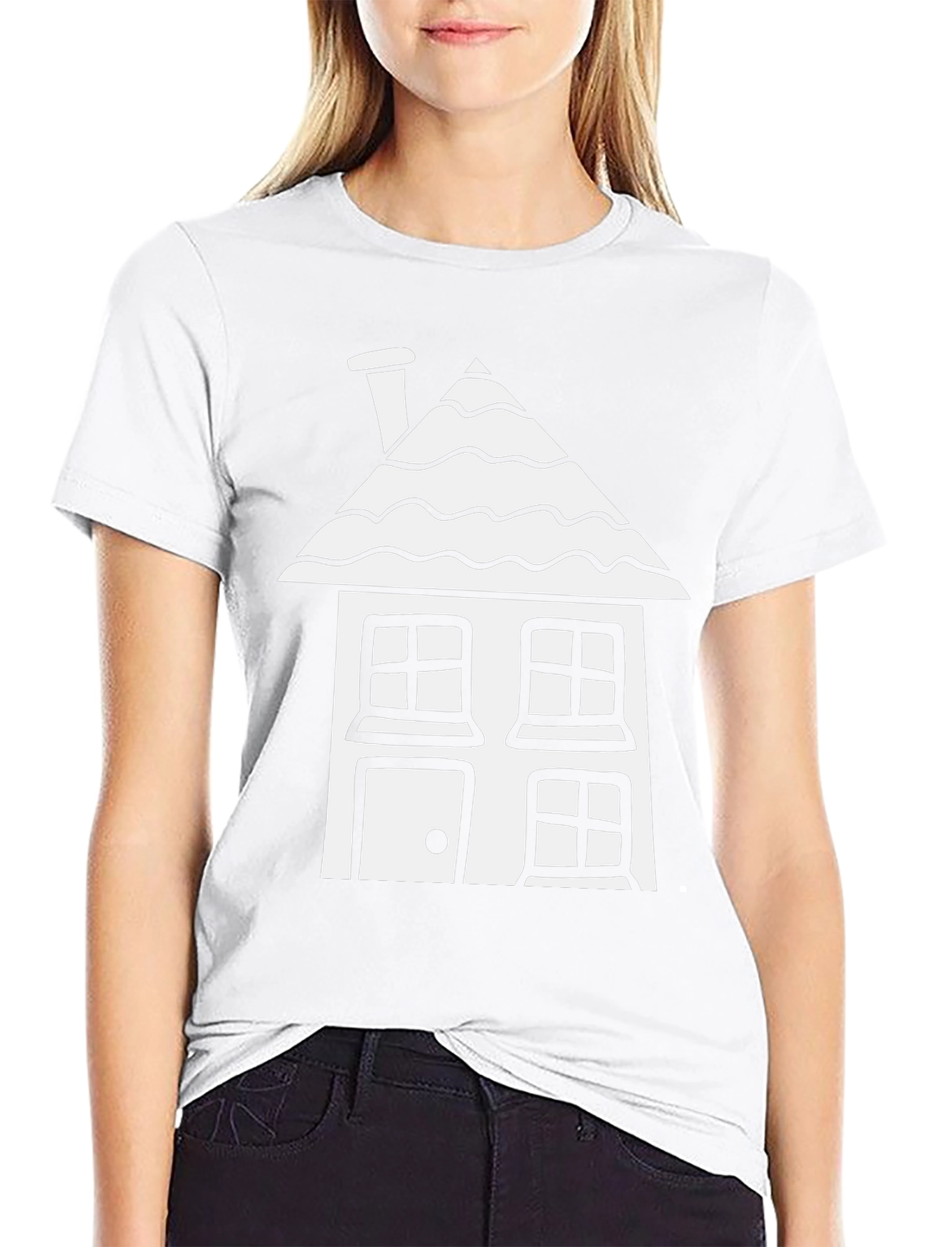 Camiseta Negra con Diseño de Casa Blanca