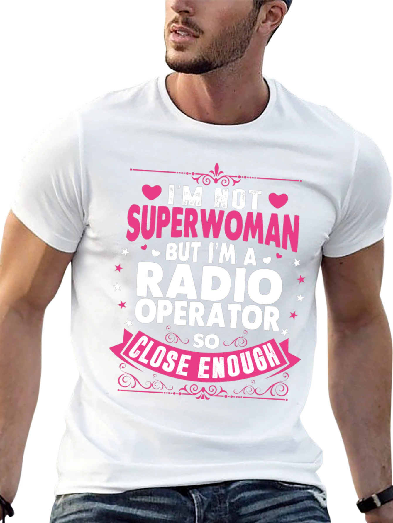 Camiseta Negra con Diseño de Operadora de Radio