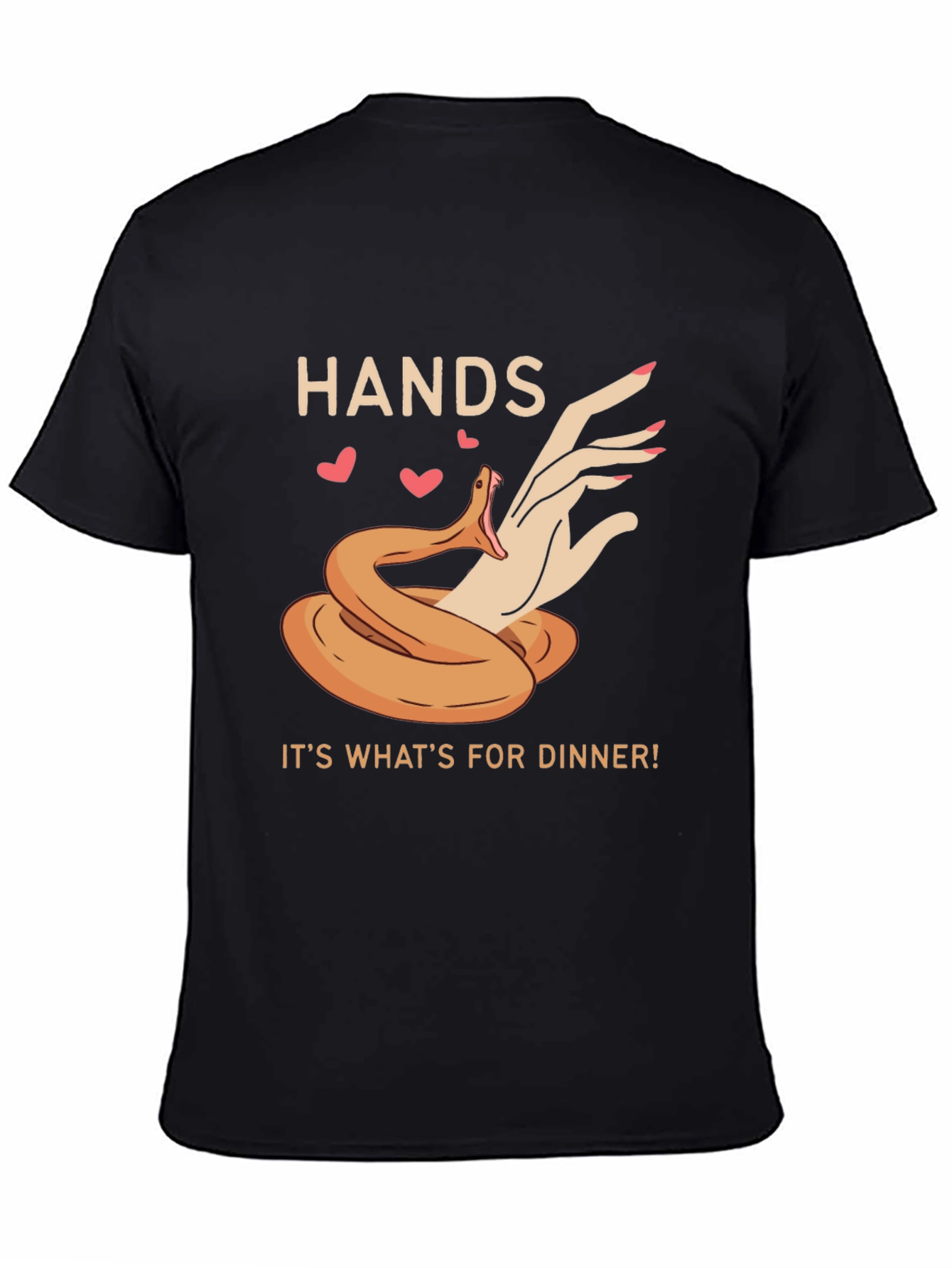 Camiseta Negra: Manos Serpiente y Cena