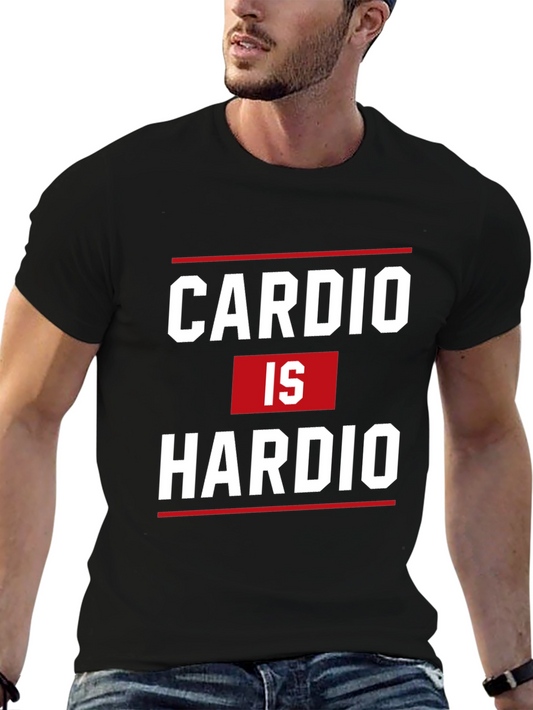 Camiseta Negra Cardio is Hardio para Gimnasio