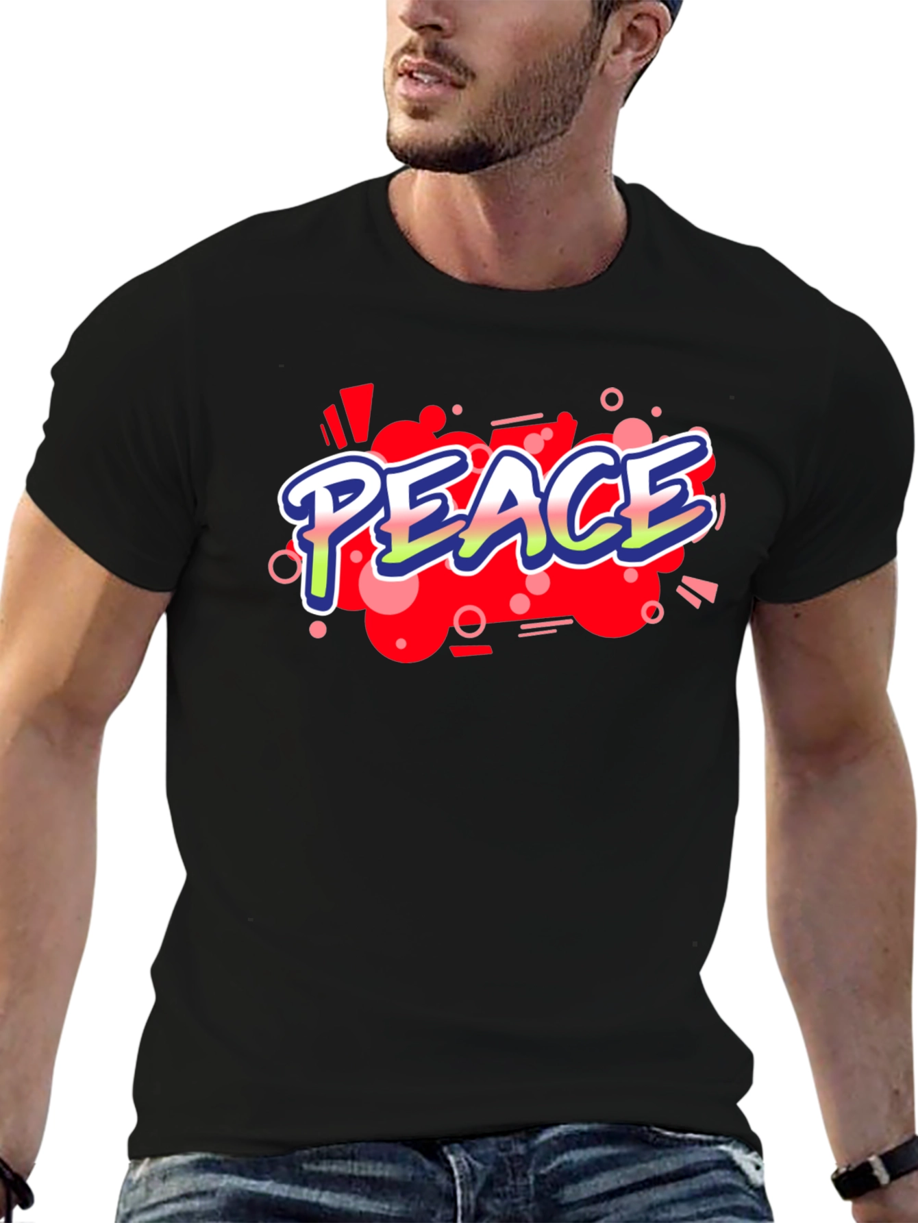 Camiseta Negra con Diseño Peace
