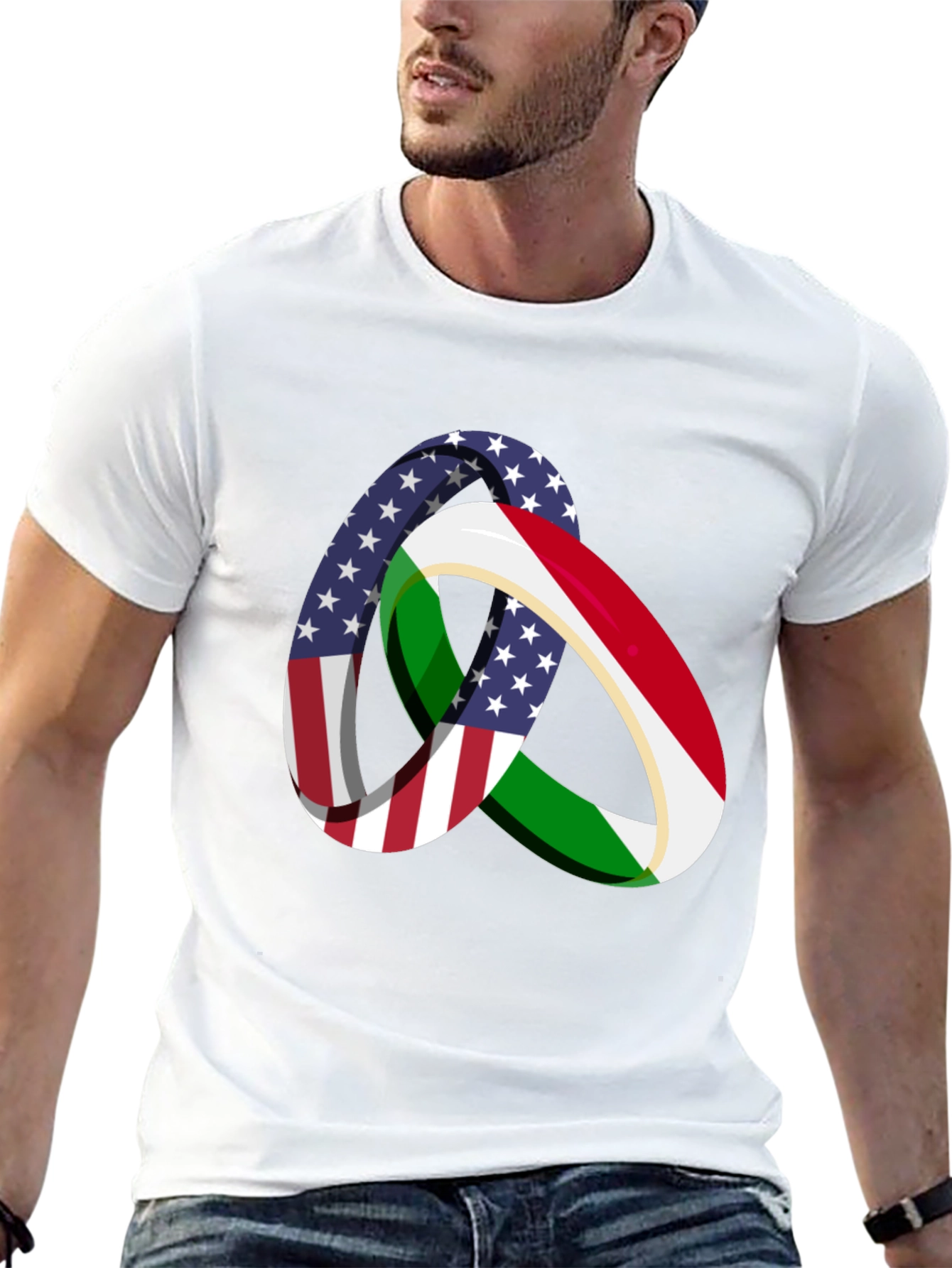 Camiseta Hombre Diseño Bandera USA Italia
