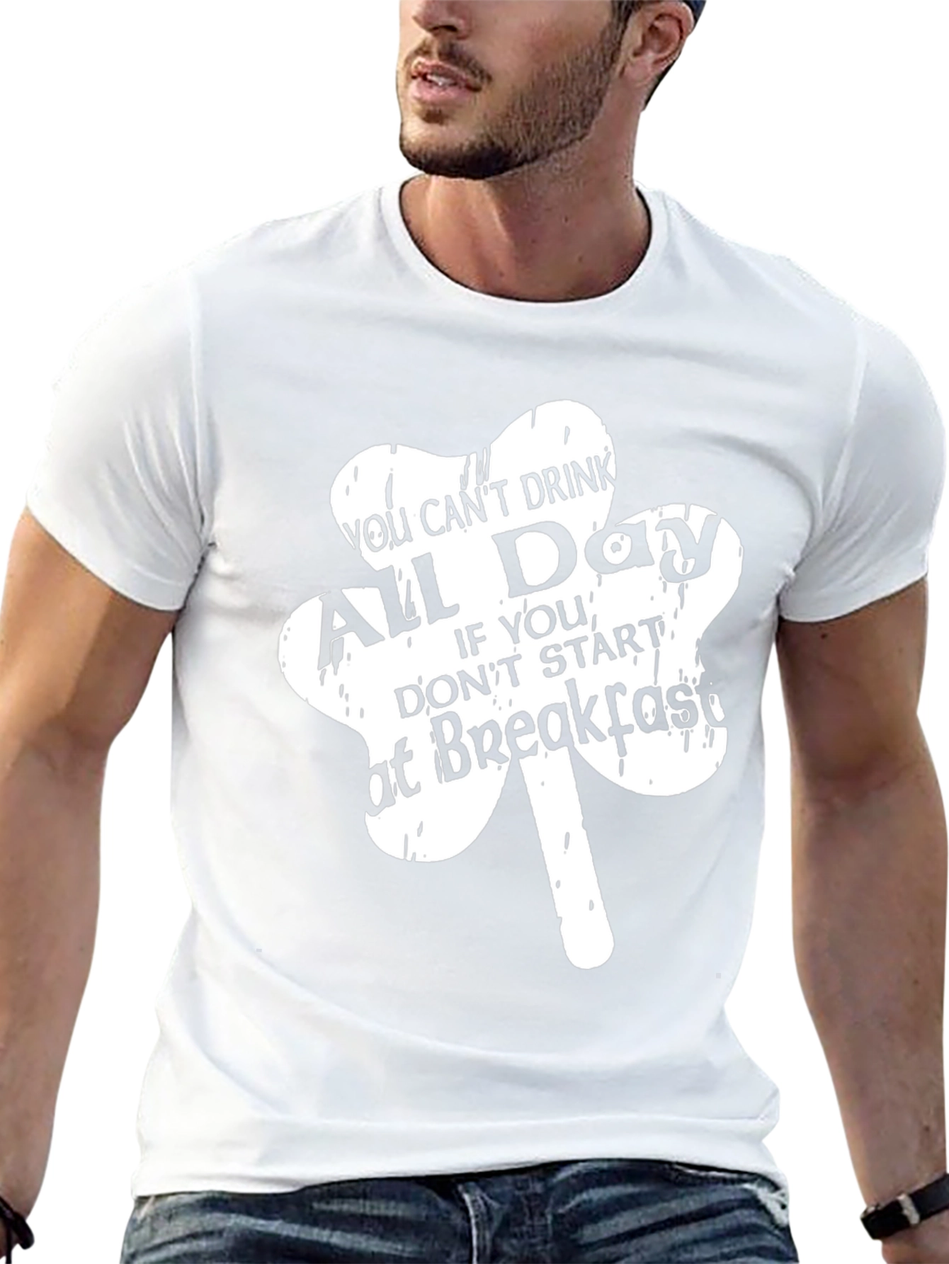 Camiseta Negra con Diseño de Trébol para Fiesta