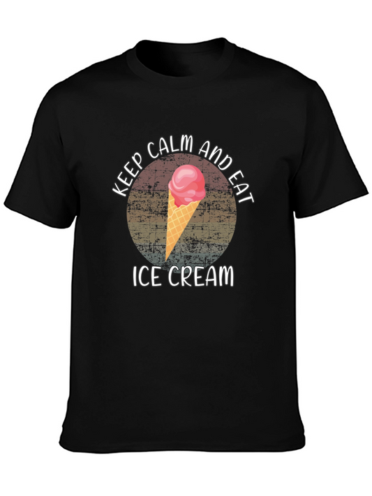 Camiseta Negra Keep Calm and Eat Ice Cream