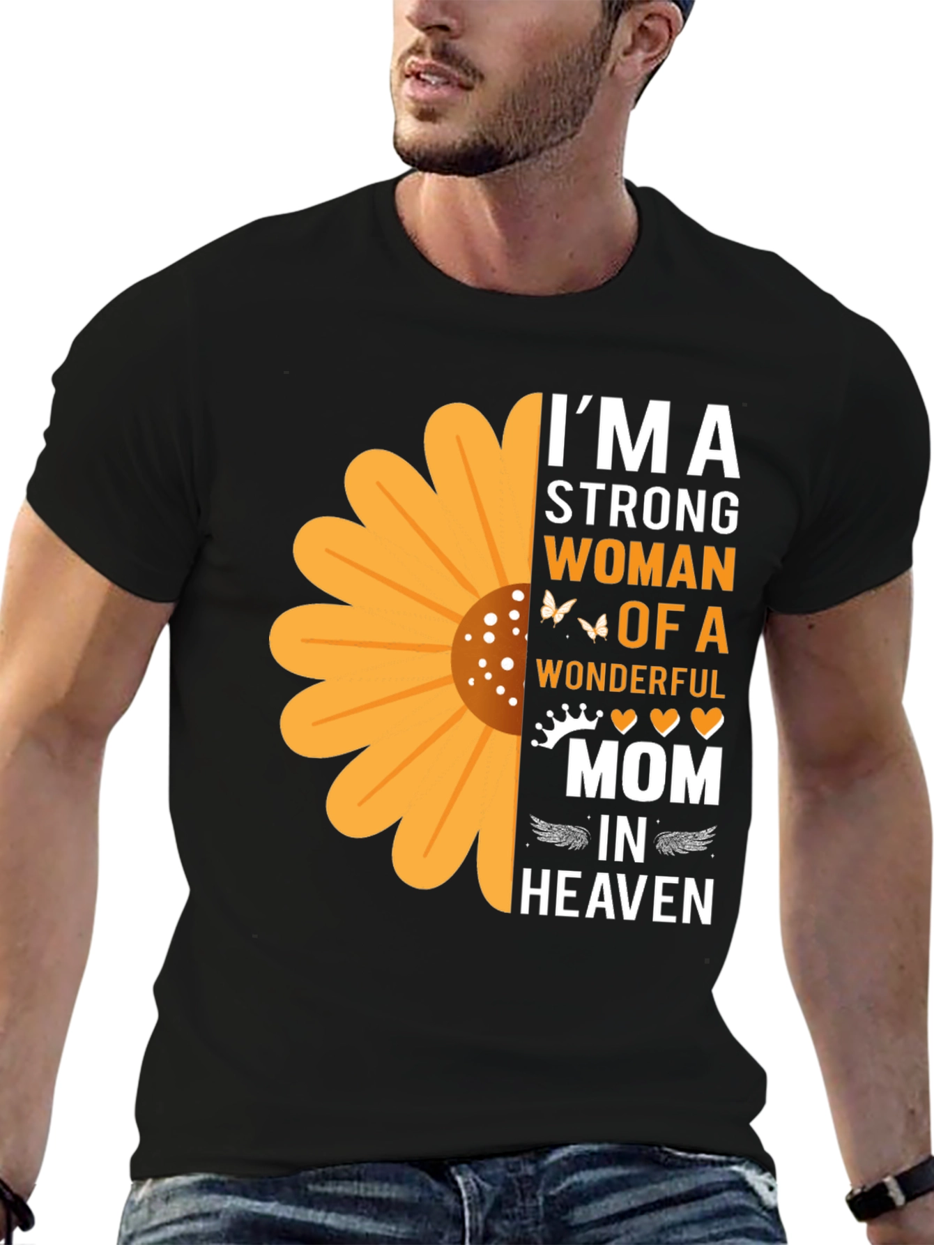 Camiseta con Diseño de Girasol Mamá en el Cielo
