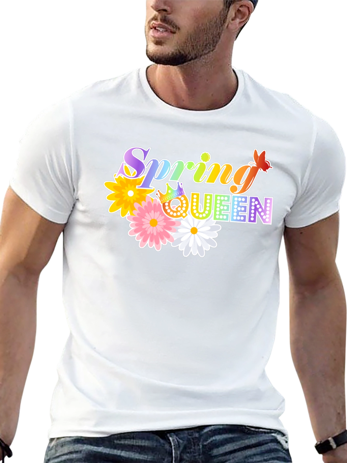 Camiseta Negra Spring Queen con Flores