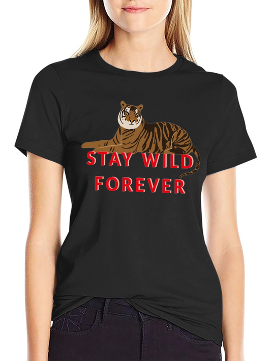 Camiseta Negra Stay Wild Forever con Tigre