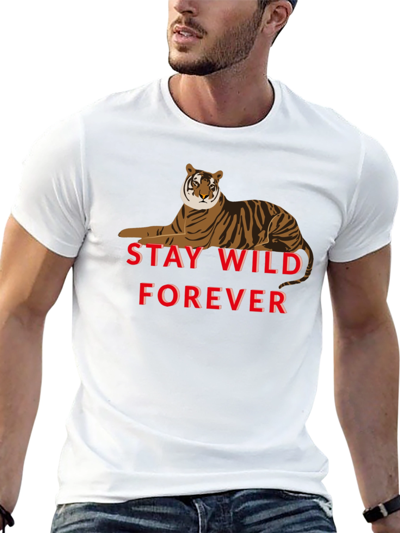 Camiseta Negra Stay Wild Forever con Tigre