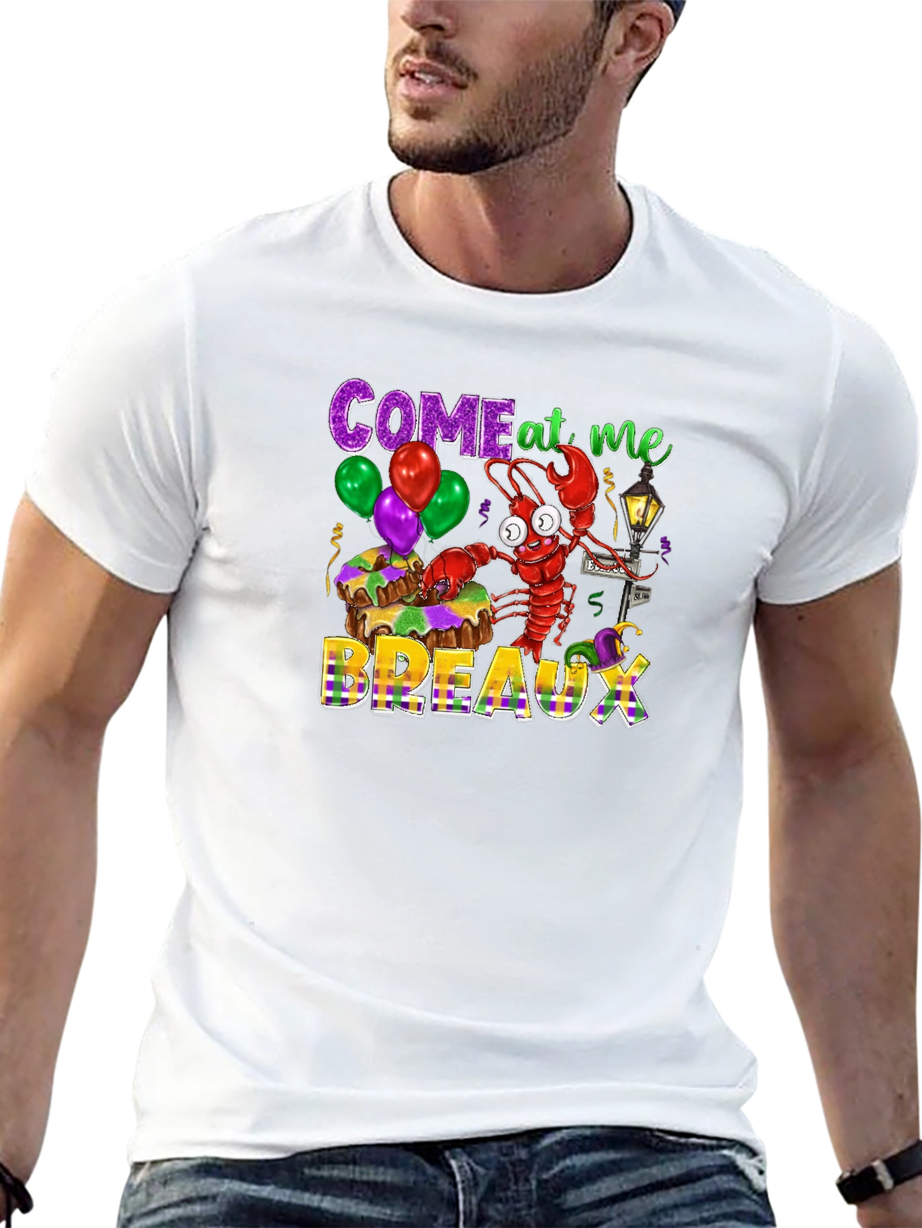 Camiseta Negra Come at me Breaux Mardi Gras