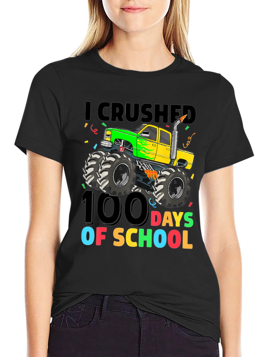 Camiseta 100 Días de Escuela con Diseño de Camioneta Monstruo