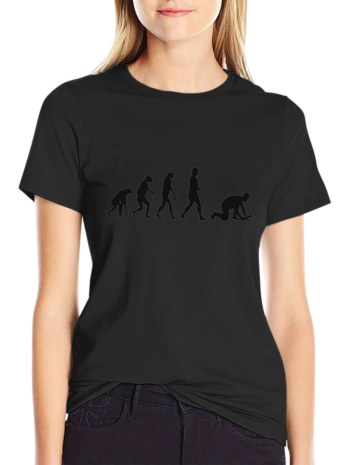 Camiseta Negra Evolución Humor Hombre