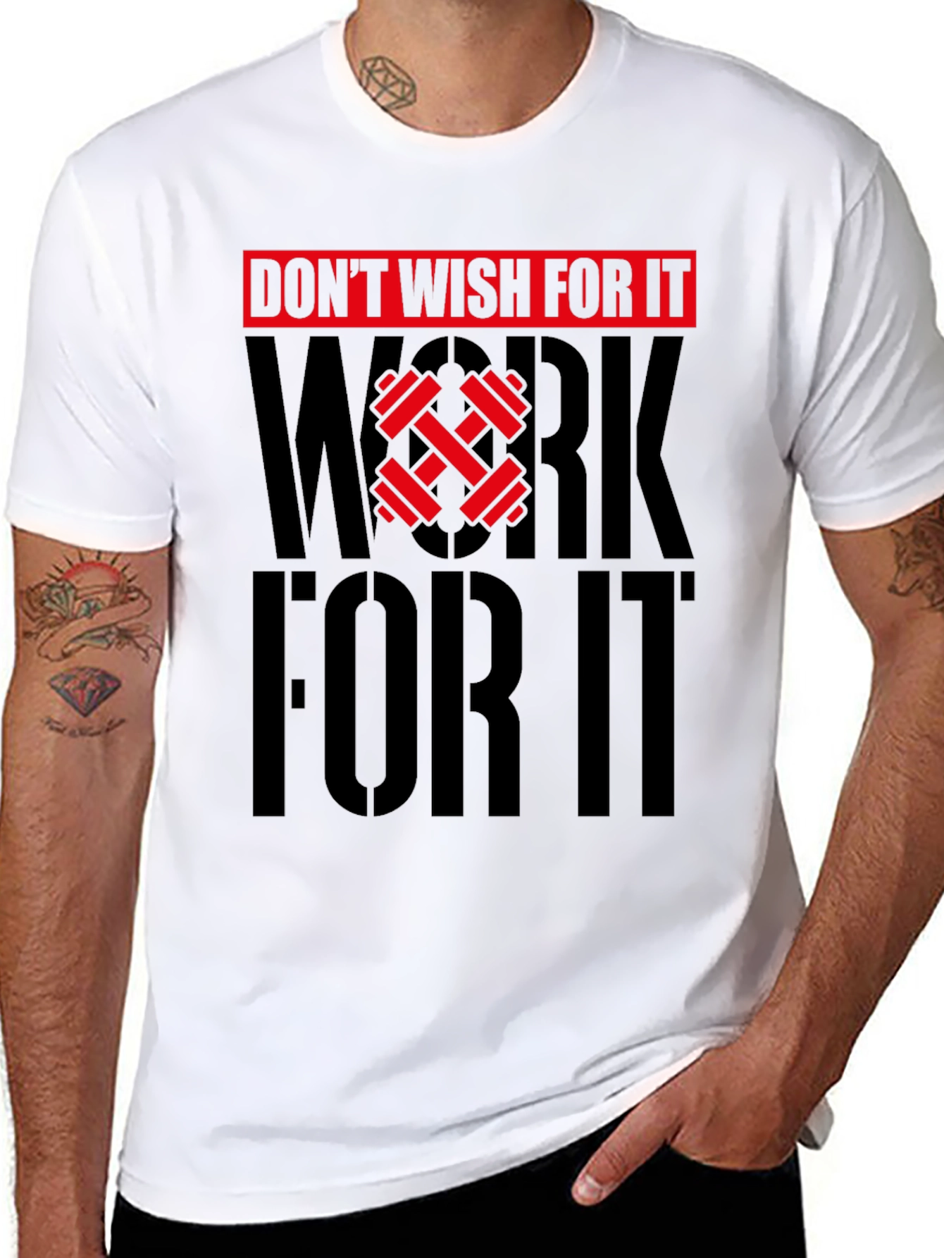 Camiseta Negra Motivacional Gimnasio - ¡Trabaja por ello!