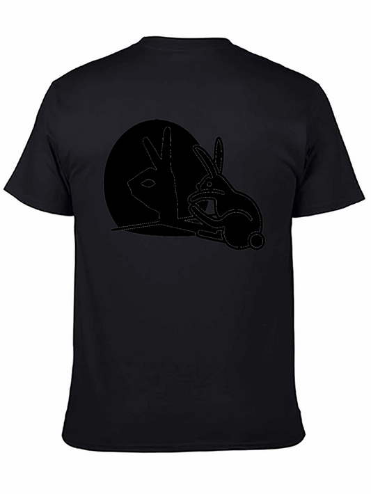 Camiseta Negra con Diseño de Conejo de Sombras