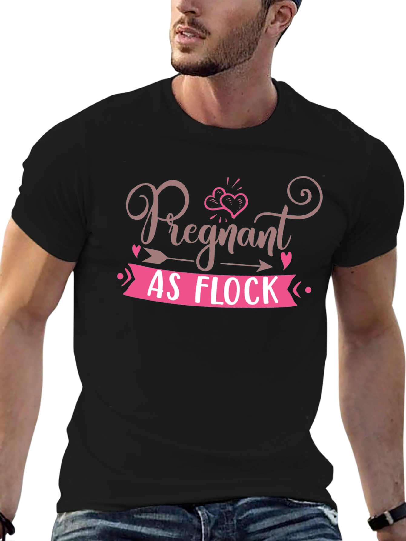 Camiseta Negra con Diseño de Embarazo Divertido
