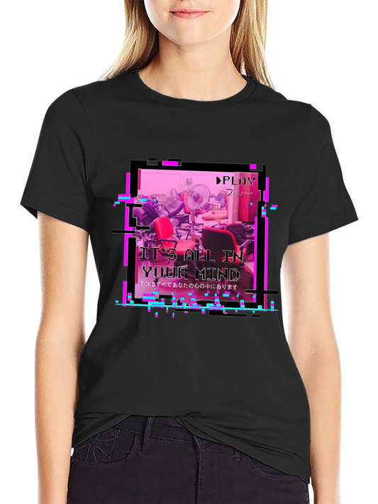Camiseta Negra con Diseño Digital Its All in Your Mind