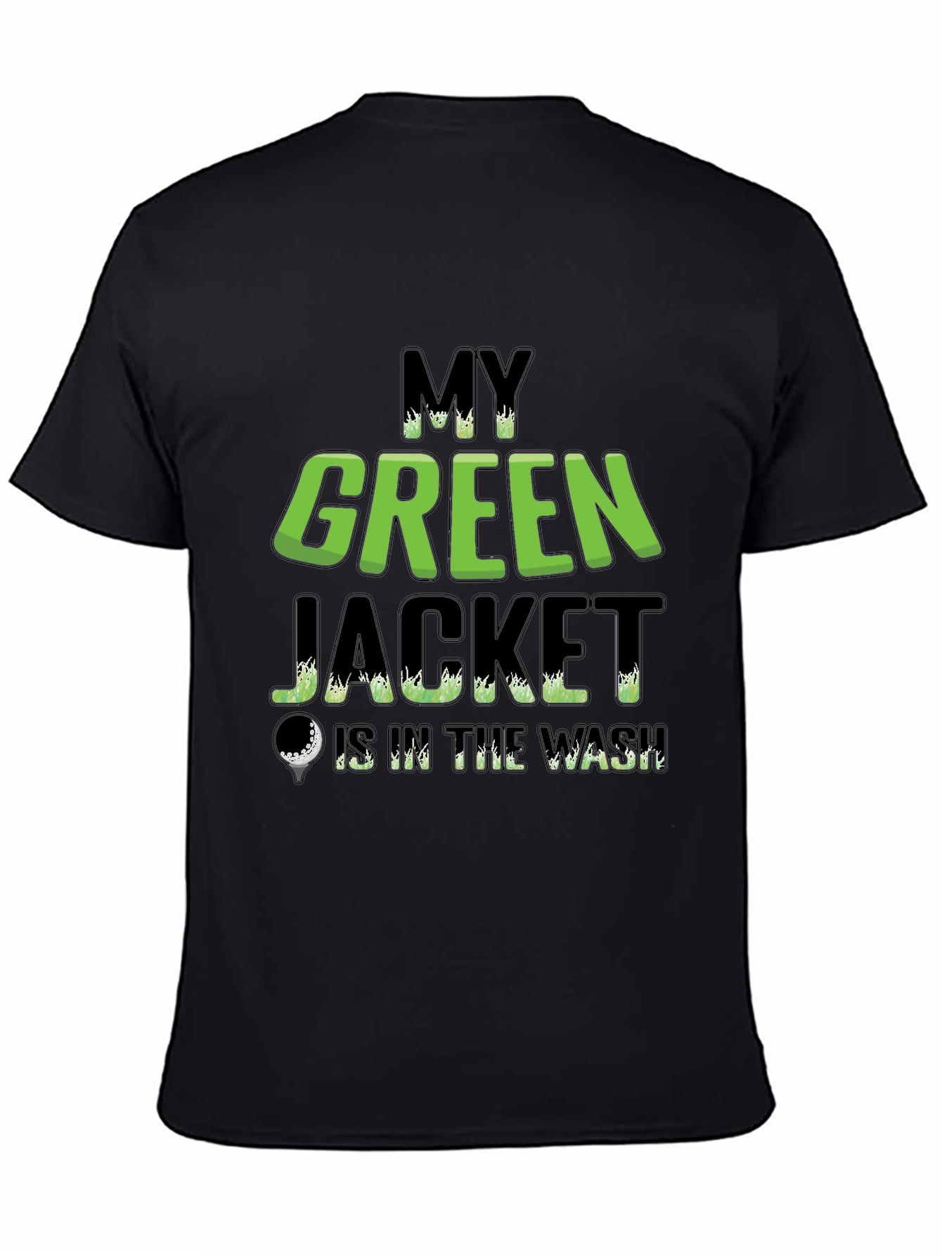 Camiseta Negra con Diseño de Golf My Green Jacket