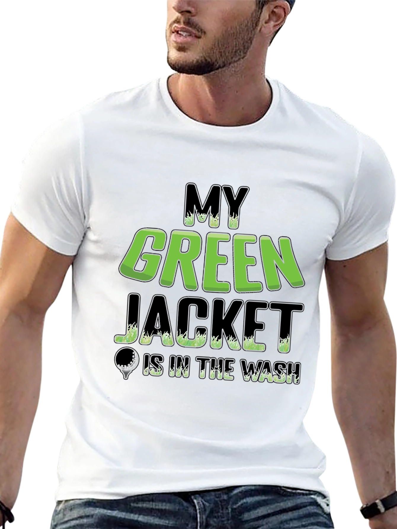 Camiseta Negra con Diseño de Golf My Green Jacket