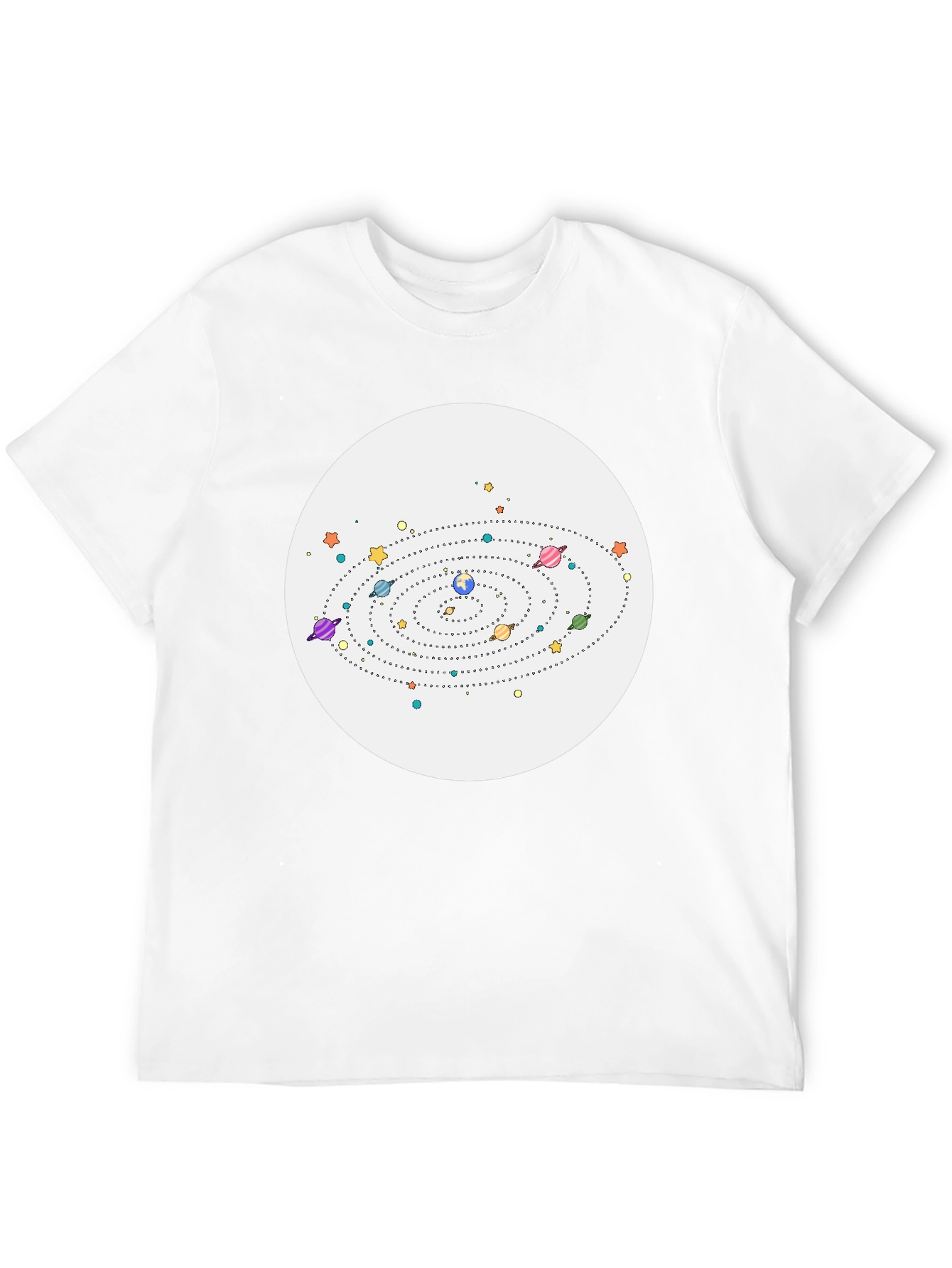 Camiseta Negra con Diseño Sistema Solar