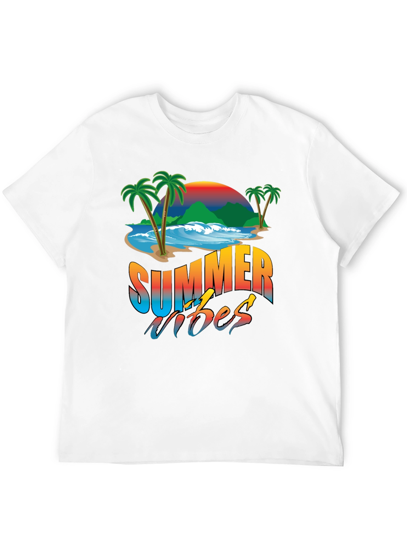 Camiseta Negra Estampada Summer Vibes