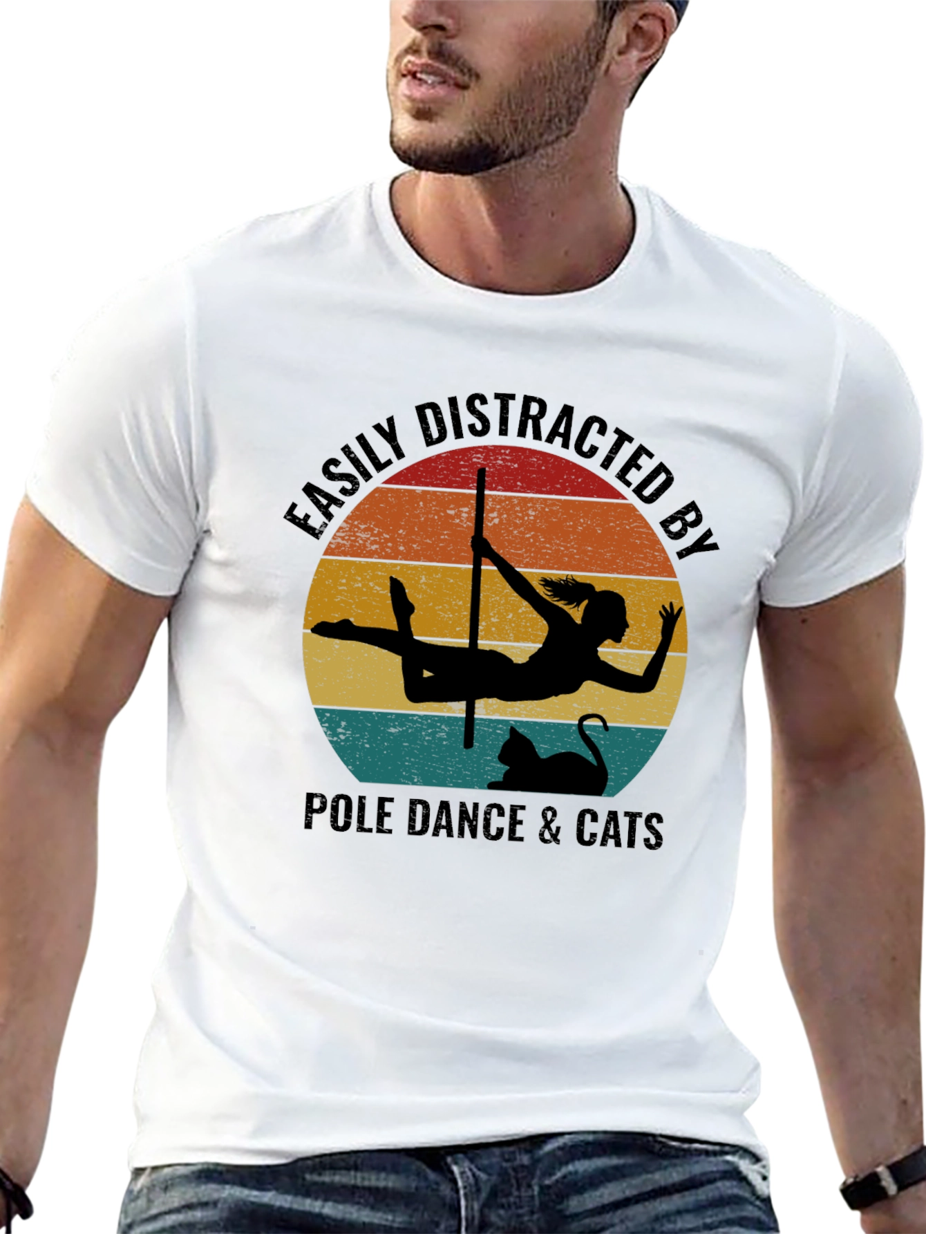 Camiseta Negra: Pole Dance & Gatos