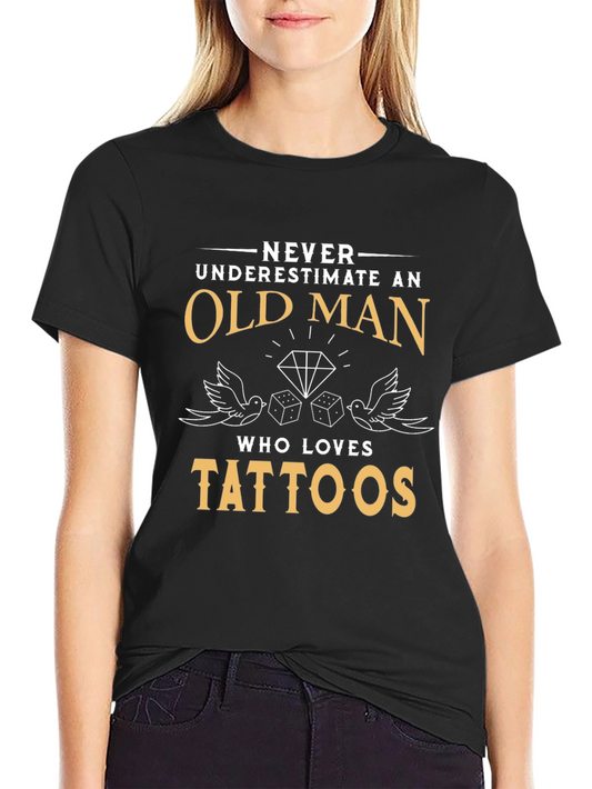 Camiseta Negra Hombre Old Man Who Loves Tattoos