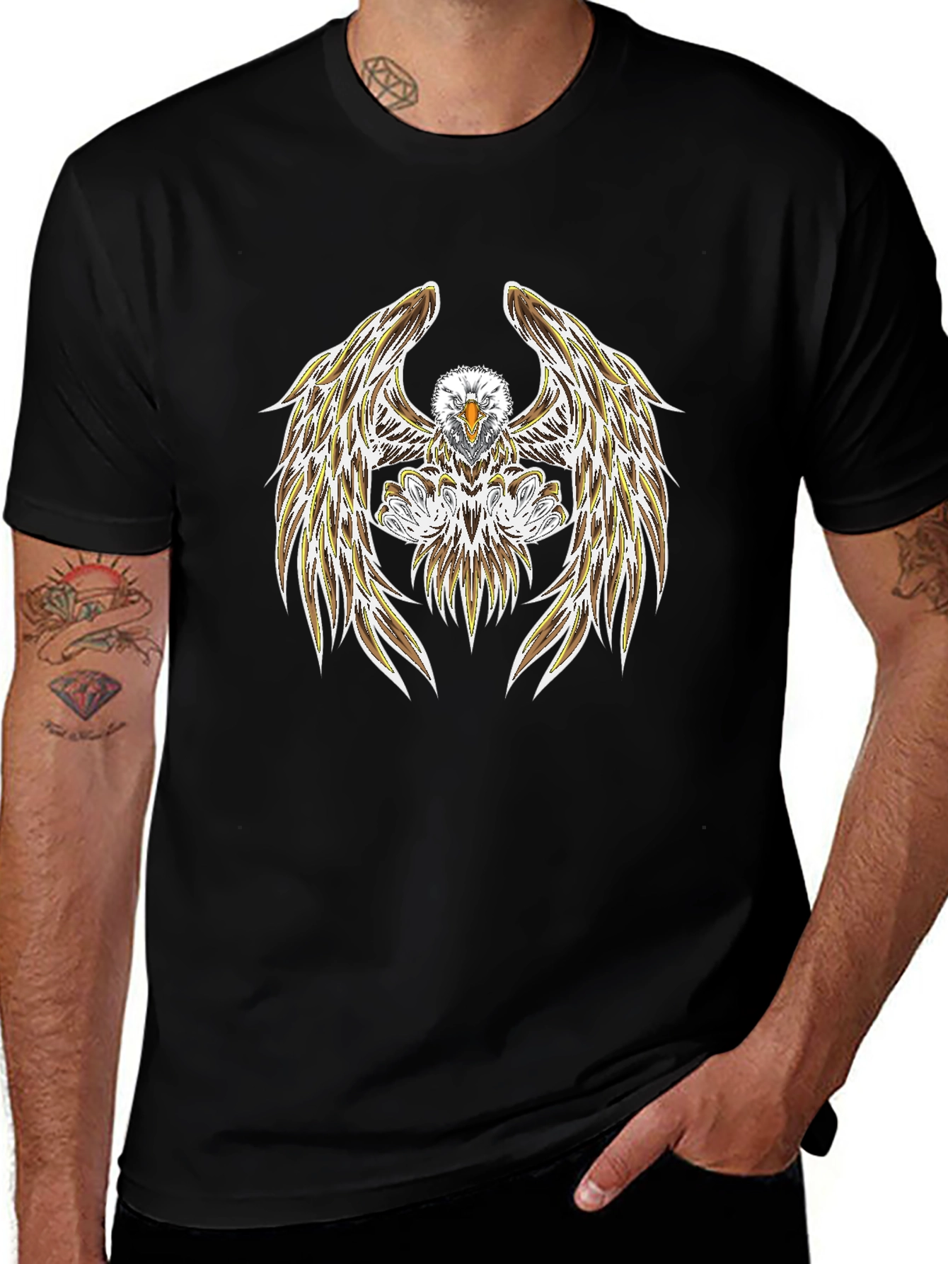 Camiseta Negra con Diseño de Águila