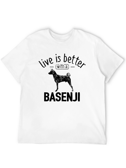 Camiseta Negra Basenji: La Vida es Mejor con un Perro